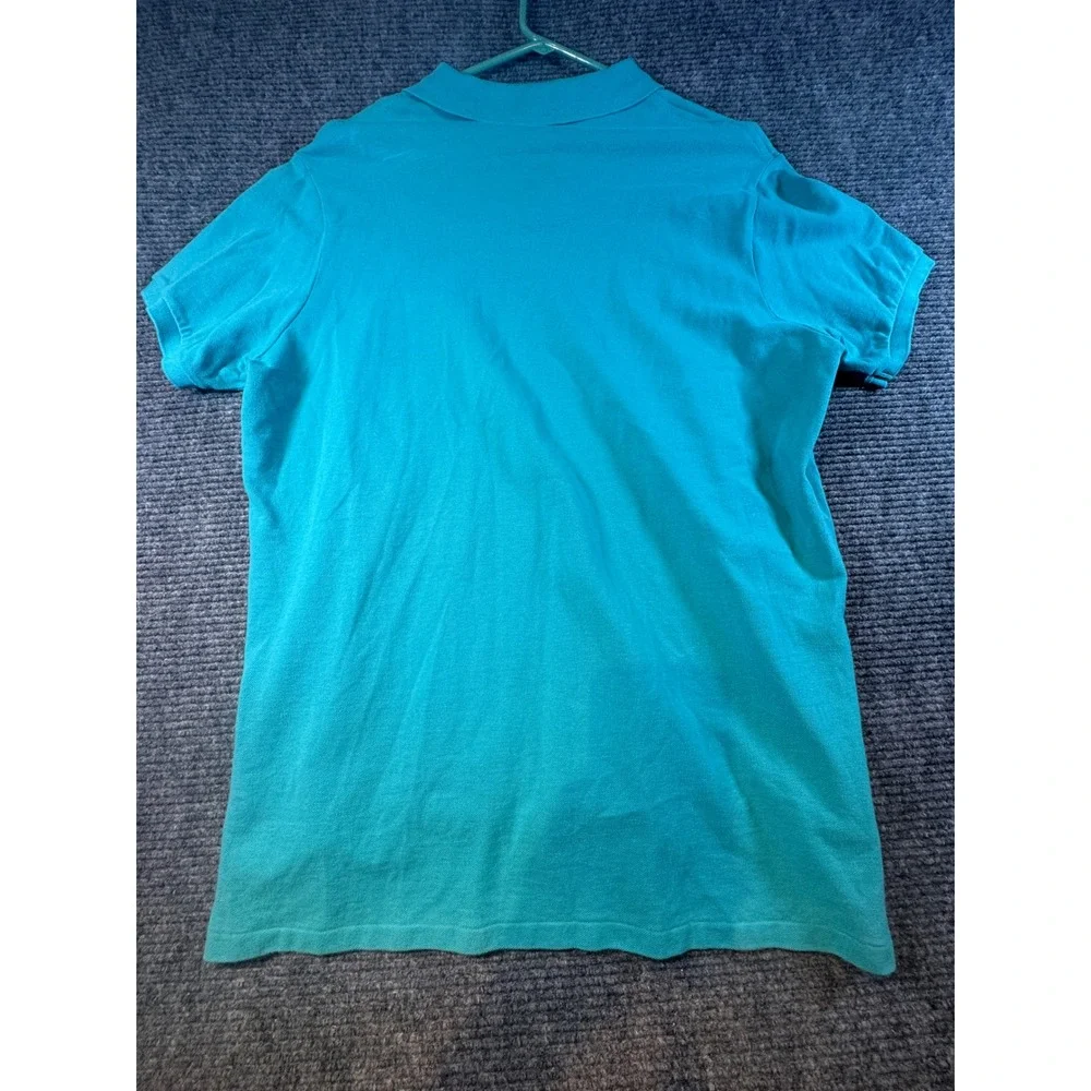 Polo Ralph Lauren Mens XXL Teal Blue Pique Cotton Short Sleeve Polo Shirt Yellow